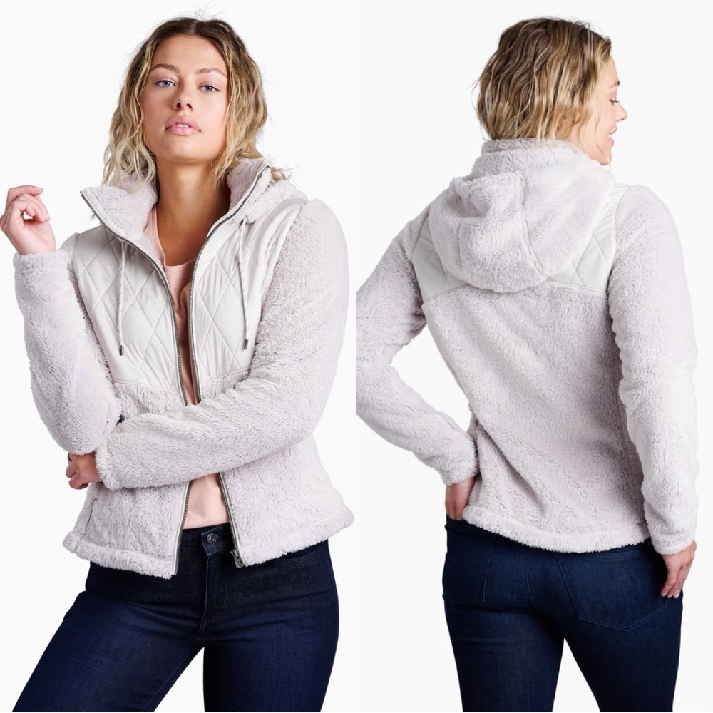 Kuhl Women’s Prima Flight Hoody Jacket Full Zip Fleece Cozy in Stone Size M